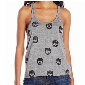 Chaser Charcoal Skull Print Tank Top